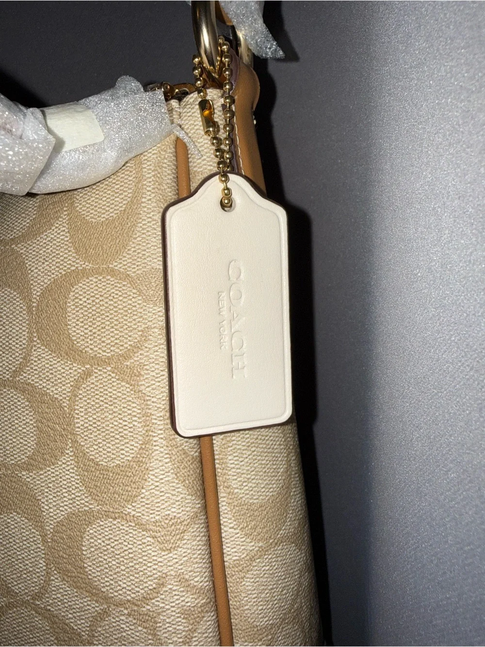 NEW WITH TAGS Coach Ellie File Bag in Signature Canvas with Stripe.